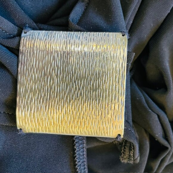 Cache Vintage Stretch Jersey Formal Jumpsuit Silver Metal Shoulder Accents Med - Picture 8 of 9